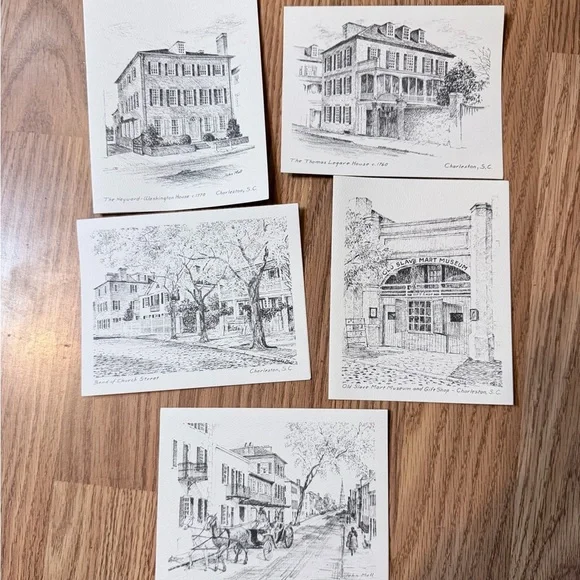 Charming Black and White Home Charleston SC Sketches Note Cards (5) Historical - Picture 2 of 10